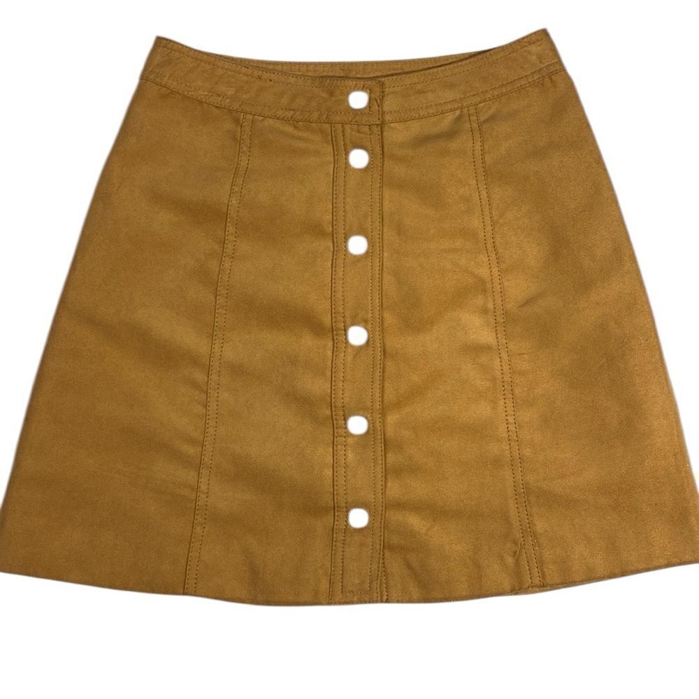 H&M Faux Suede Snap Front Skirt - Picture 2 of 10